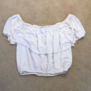 FOREVER 21 medium white/cream cropped bohemian top